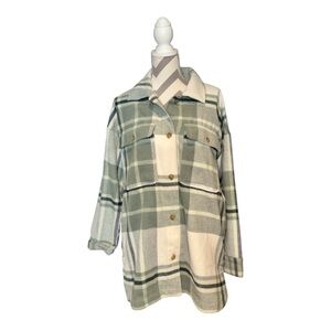 Plaid Women's Shirt/ Jacket in Green and Cream